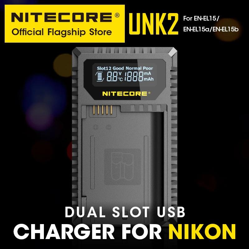NITECORE UNK2 Ʈ ī޶ ͸ ,   USB, Nikon EN-EL15 EN-EL15a EN-EL15b D500 D600 D810 D7500 Z6 D800E D7000